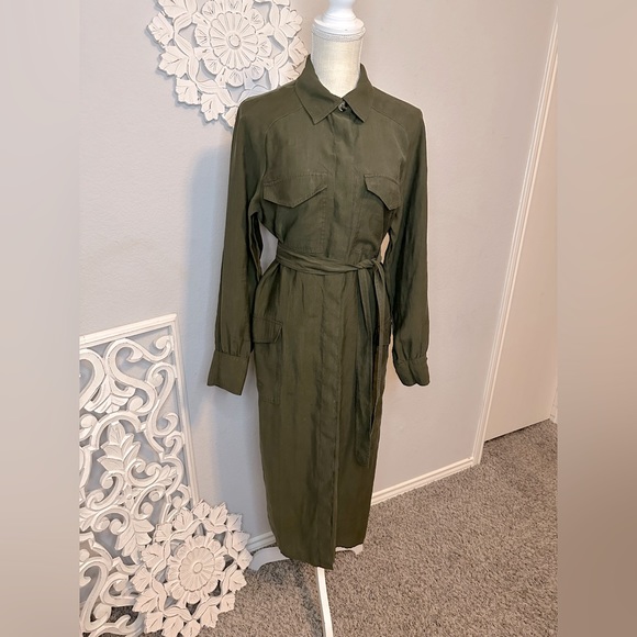 H&M UTILITY STYLE MIDI DRESS/kimono long sleeve size 2 worn only once! - Picture 4 of 12
